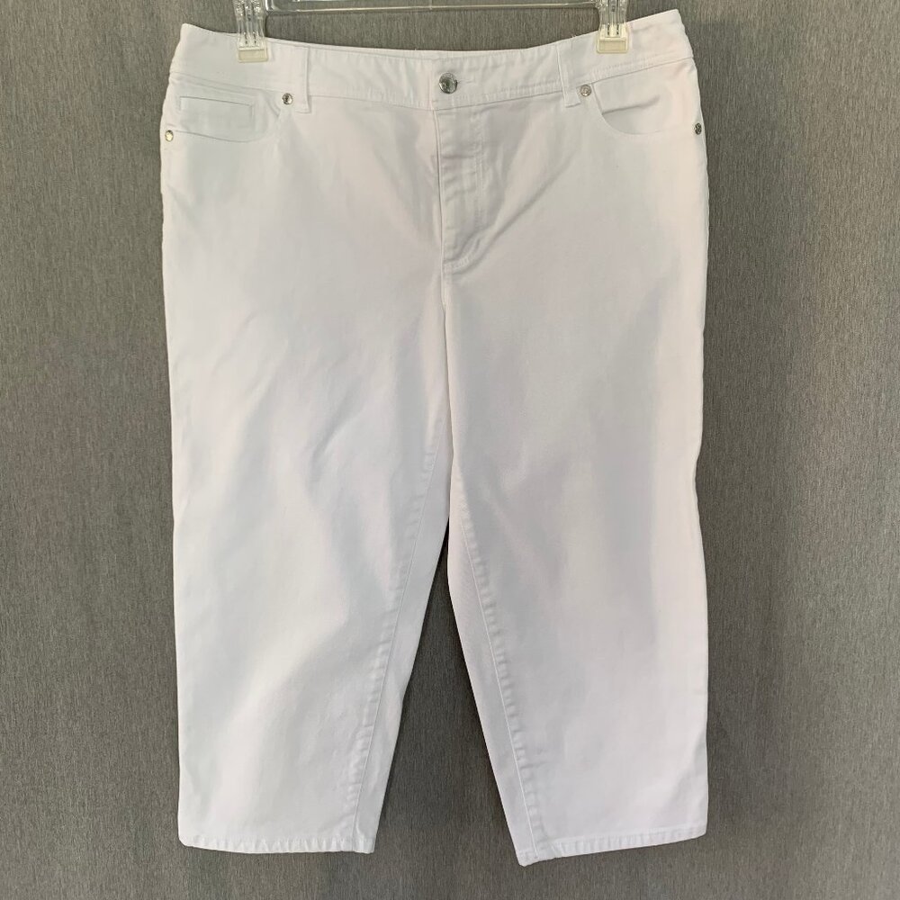 CHICO'S Sz 2.5 (L or 14) White Denim Classic Crop Jeans